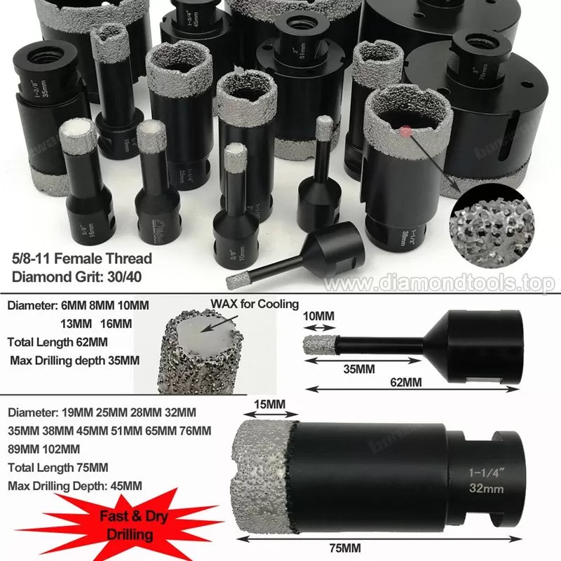 Vacuum Brazed diamond drill core bits
