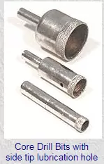 core drill bits with side tip lubrication hole